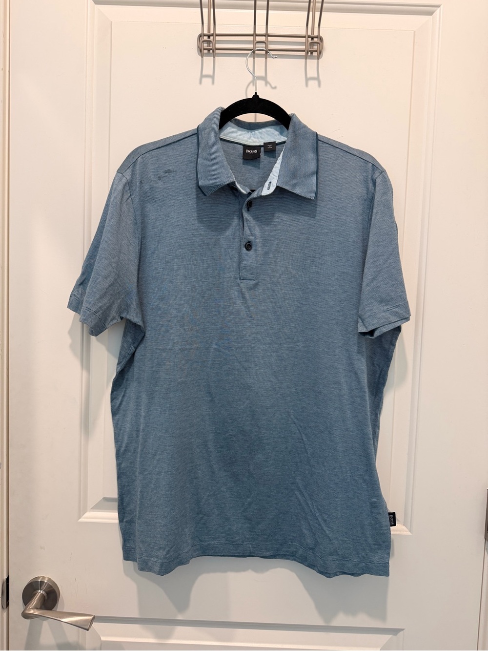 Hugo Boss Blue Striped
Short Sleeve Polo Shirt Size L